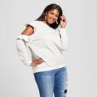 Women's Plus Size Cold Shoulder Sweatshirt - Ava & Viv Heather Gray X