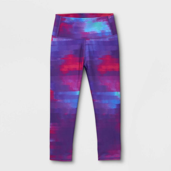 Girls' Lace-up Capri Leggings - All In Motion Purple Dusk
