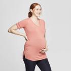 Maternity Short Sleeve Lace Trim T-shirt - Isabel Maternity By Ingrid & Isabel Pink