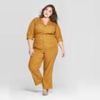 Women's Plus Size Long Sleeve Collared Boiler Jumpsuit - Universal Thread Gold