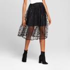 Women's Metallic Star Print Mesh Skirt - Xhilaration Black