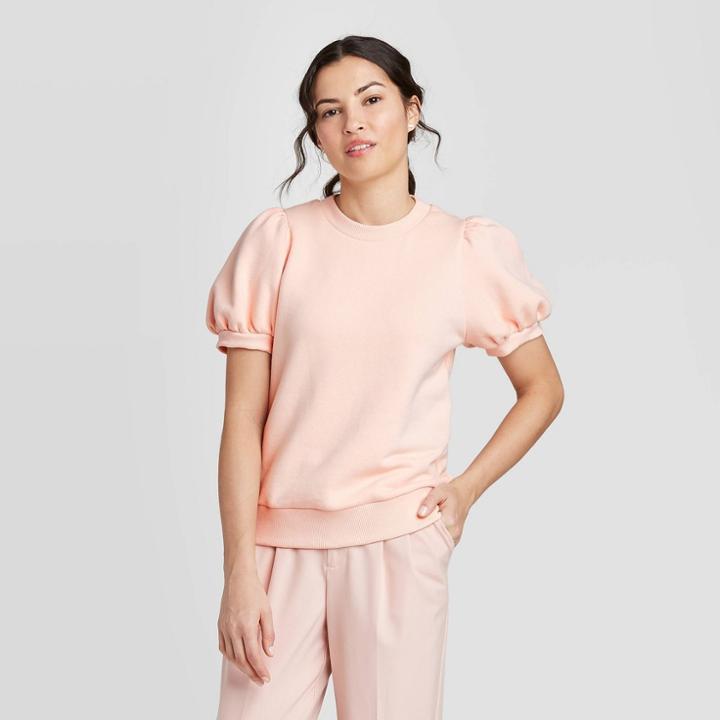 Women's Short Sleeve Sweatshirt - A New Day Pink