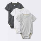 Baby 3pk Basic Short Sleeve Sidesnap Bodysuit - Cloud Island Gray