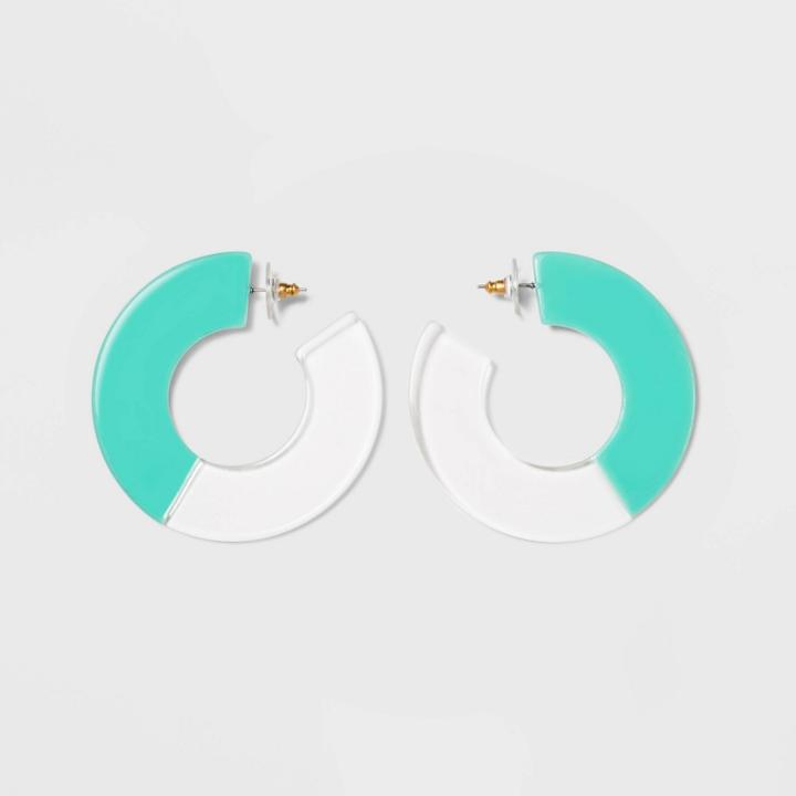 Sugarfix By Baublebar Two-tone Clear Acrylic Hoop Earrings - Aqua, Girl's