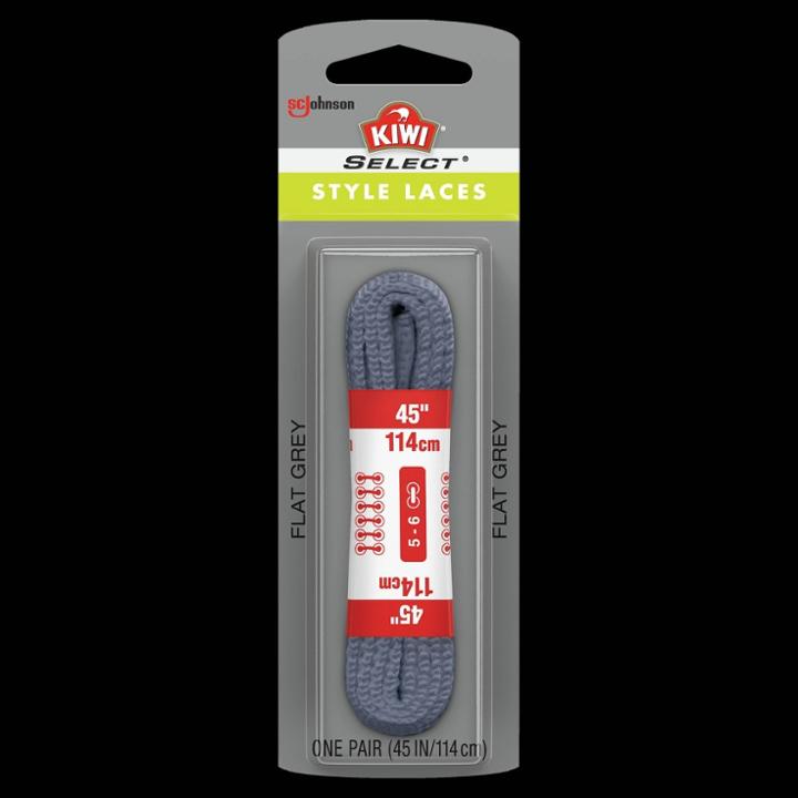 Kiwi Shoelaces Select Oval Flat Gray, Adult Unisex