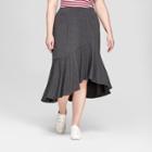 Women's Plus Size Ruffle Hem High Low Skirt - Ava & Viv Gray X