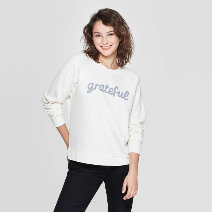 Women's Grateful Long Sleeve Sweatshirt - Grayson Threads (juniors') - Light Beige