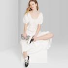 Women's Short Sleeve Round Neck Tiered Poplin Maxi Dress - Wild Fable White Xs, Women's, Beige