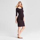 Target Maternity 3/4 Sleeve Pleated Dress - Isabel Maternity By Ingrid & Isabel Black