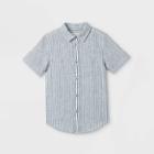 Boys' Striped Button-down Short Sleeve Shirt - Cat & Jack Blue
