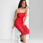 Women's Sleeveless Ruched Mesh Dress - Wild Fable Red
