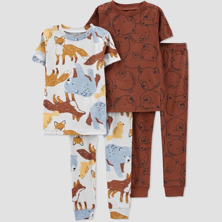 Carter's Just One You Toddler Boys' 4pc Bears Pajama Set - Brown