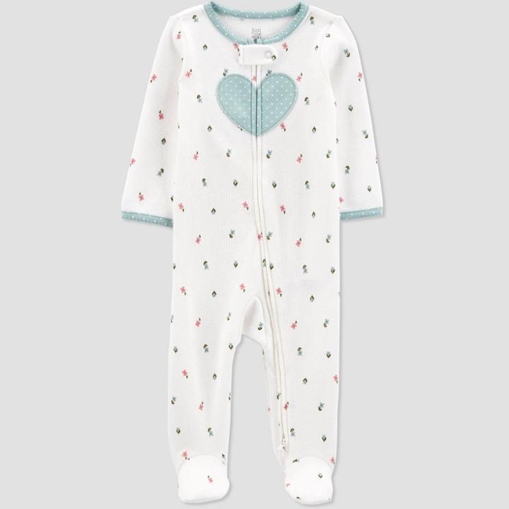 Baby Girls' Heart Dot Footed Pajama - Just One You Made By Carter's Blue Newborn