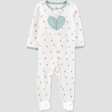 Baby Girls' Heart Dot Footed Pajama - Just One You Made By Carter's Blue Newborn