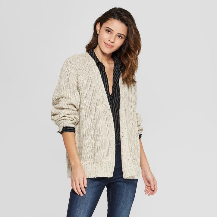 Women's Long Sleeve Relaxed Open Layering - Universal Thread Oatmeal