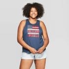 Women's Plus Size Peace Kindness Freedom Usa Tank Top - Modern Lux (juniors') - Navy