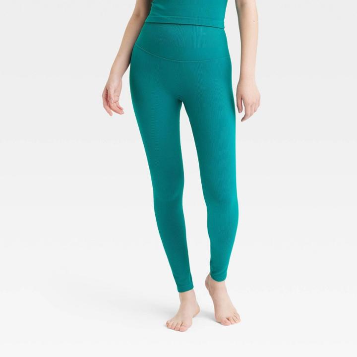 Women's Rib Seamless High-rise Leggings - All In Motion Aqua Green