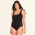Women's Slimming Control Mesh One Piece Swimsuit - Beach Betty By Miracle Brands Black