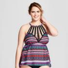 Costa Del Sol Women's Plus Size Crochet High Neck Tankini Top - 1x,