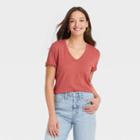 Women's Short Sleeve V-neck T-shirt - Universal Thread Light Coral