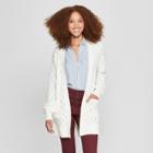 Women's Pointelle Open Cardigan Sweater - A New Day Cream (ivory)