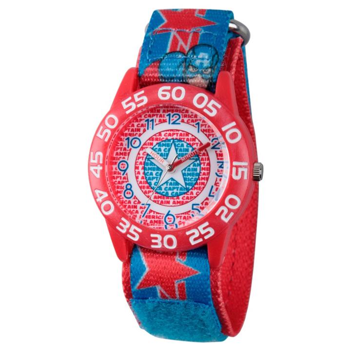 Boys' Marvel's Avengers Assemble Captain America Red Plastic Time Teacher Watch - Multi,