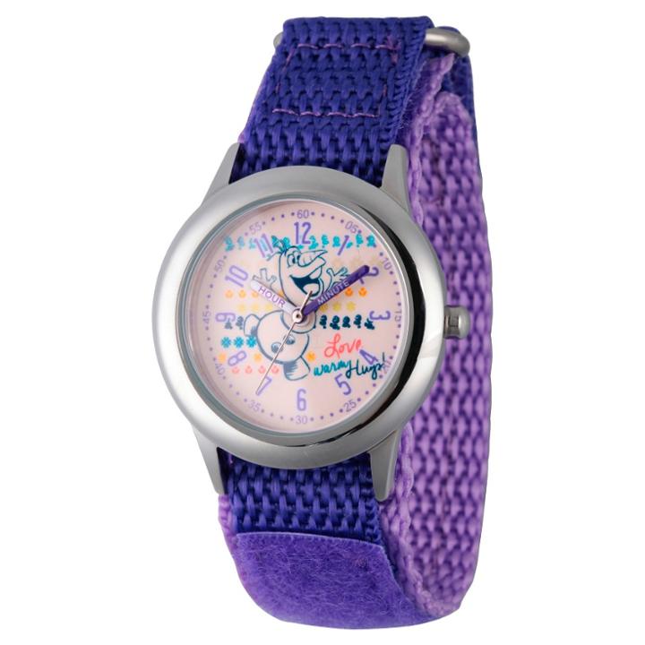 Girls' Disney Frozen Olaf Stainless Steel Time Teacher Watch - Purple