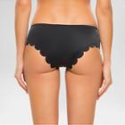 Women's Scalloped Hipster Bikini Bottom Onyx M - Vanilla Beach, Black