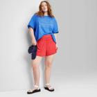 Women's Plus Size Ascot + Hart Athletic Graphic Pull-on Shorts - Red