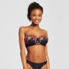 Women's Embroidered Push-up Bandeau Bikini Top - Xhilaration Black D/dd Cup