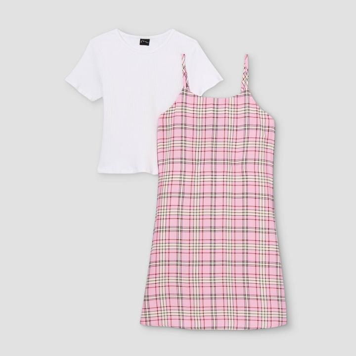 Girls' Slip Sleeveless Dress With T-shirt - Art Class Pink