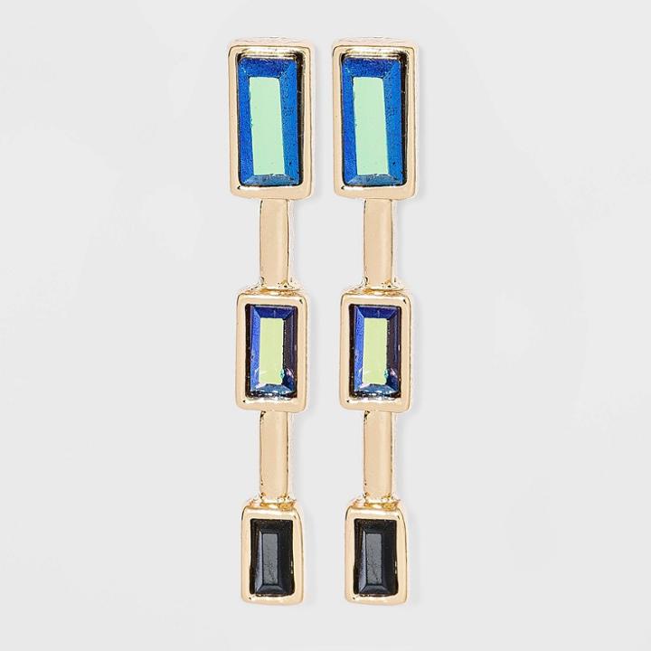 Baguette Stone Post Earrings - A New Day Blue