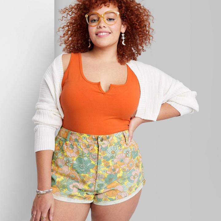 Women's Plus Size Notch Front Tiny Tank Top - Wild Fable Dark Orange
