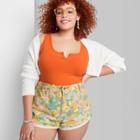 Women's Plus Size Notch Front Tiny Tank Top - Wild Fable Dark Orange