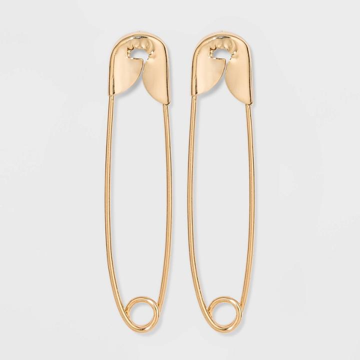 Gold-tone Safety Pin Post Earrings - Wild Fable Gold