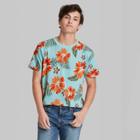 Men's Floral Print Regular Fit Short Sleeve Crewneck T-shirt - Original Use Blue/floral