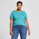 Women's Plus Size Crew Neck Short Sleeve T-shirt - Ava & Viv Teal (blue)
