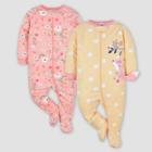 Gerber Baby 2pk Zip-front Floral Sleep N' Play - Yellow/orange Newborn