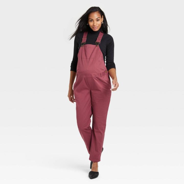The Nines By Hatch Sleeveless Classic Cotton Twill Maternity Jumpsuit Rose Pink