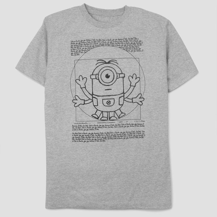 Disney Men's Despicable Me Vitruvian Minion Graphic T-shirt - Gray