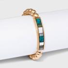 Semi-precious Chrysocolla And Lilac Lepidolite Stretch Bracelet - Universal Thread Jade, Green