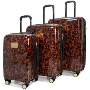 Badgley Mischka Tortoise Expandable Hardside Checked 3pc Luggage