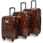 Badgley Mischka Tortoise Expandable Hardside Checked 3pc Luggage