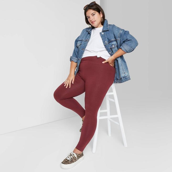 Women's Plus Size High-waisted Leggings - Wild Fable Burgundy