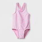 Baby Girls' Striped One Piece Swimsuit - Cat & Jack Pink