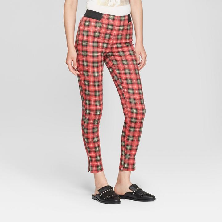 Junk Food Women's Plaid Leggings - Red