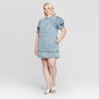 Women's Plus Size Elbow Sleeve Scoop Neck Mini Dress - Who What Wear Blue