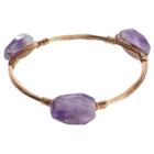 Women's Journee Collection Base Metal Glass Stone Bangle Bracelet - Purple