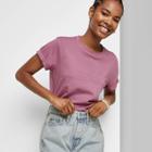 Women's Short Sleeve Roll Cuff Boxy T-shirt - Wild Fable Violet