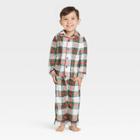 Toddler Holiday Tartan Plaid Flannel Matching Family Pajama Set - Wondershop Cream